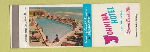 Matchbook Cover - Johnina Hotel Miami Beach FL