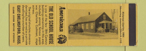 Matchbook Cover - Old School House East Chelmsford MA YELLOW