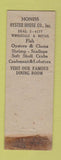 Matchbook Cover - Honiss Oyster House Hartford CT WORN