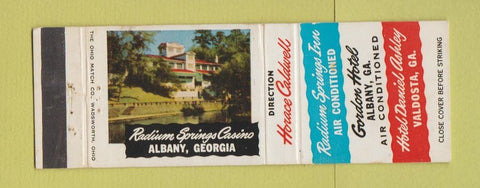 Matchbook Cover - Radium Springs Casino Albany GA Gordon Hotel Valdosta