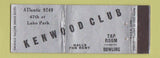 Matchbook Cover - Kenwood Club bowling WEAR Full Length