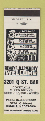Matchbook Cover - 3201 Q Street Bar Omaha NE SAMPLE