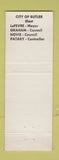 Matchbook Cover - 1969 Judge Dillon Watson Sheriff Atwell Coroner Butler PA