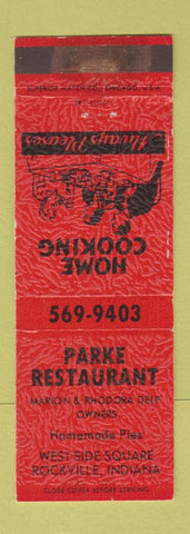Matchbook Cover - Parke Restaurant Rockville IN WEAR