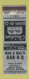 Matchbook Cover - Mac & Bill's BBQ Muncie IN POOR