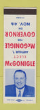 Matchbook Cover - Arthur McGonigle Governor Election PA Pennsylvania