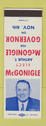 Matchbook Cover - Arthur McGonigle Governor Election PA Pennsylvania