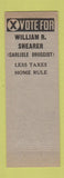 Matchbook Cover - William Shearer General Assembly Rep Carlisle PA?