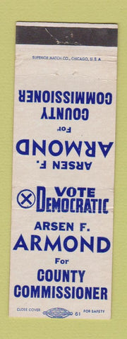 Matchbook Cover - Arsen Armond County Commissioner New Castle PA