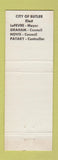 Matchbook Cover - 1969 Judge Dillon Watson Sheriff Atwell Coroner Butler PA
