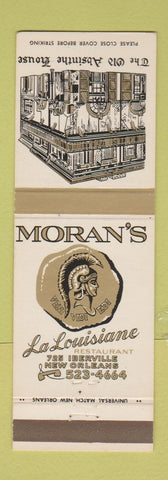 Matchbook Cover - Moran's Le Louisiane Restaurant New Orleans LA