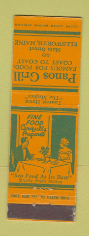Matchbook Cover - Panos Grill Ellsworth ME