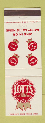 Matchbook Cover - Lotts Sandwiches Jerrico Lexington KY