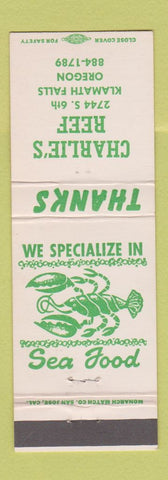 Matchbook Cover - Charlie's Reef Klamath Falls OR