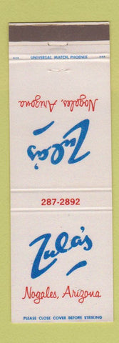 Matchbook Cover - Zula's Nogales AZ Restaurant