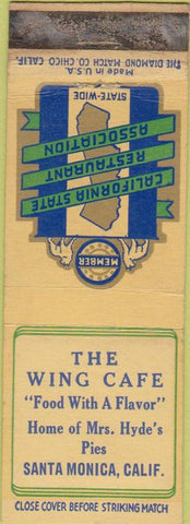 Matchbook Cover - Wing Cafe Santa Monica CA