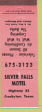 Matchbook Cover - Silver Falls Motel Crosbyton TX