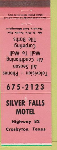 Matchbook Cover - Silver Falls Motel Crosbyton TX