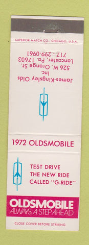 Matchbook Cover - 1972 Oldsmobile James Kingsley Lancaster PA
