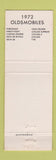 Matchbook Cover - 1972 Oldsmobile James Kingsley Lancaster PA