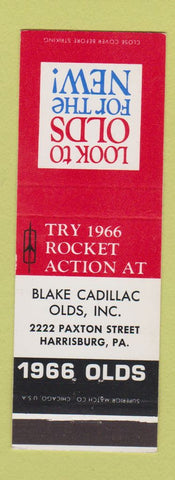 Matchbook Cover - 1966 Oldsmobile Blake Cadillac Harrisburg PA