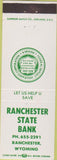 Matchbook Cover - Ranchester State Bank Ranchester WY