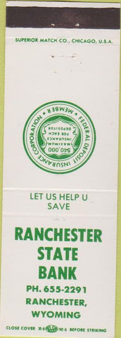 Matchbook Cover - Ranchester State Bank Ranchester WY