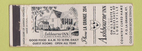 Matchbook Cover - Ashbourne Inn La Grange KY WORN