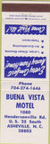 Matchbook Cover - Buena Vista Motel Asheville NC