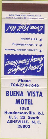 Matchbook Cover - Buena Vista Motel Asheville NC