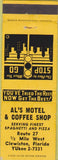 Matchbook Cover - Al's Motel Coffee Shop Clewiston FL