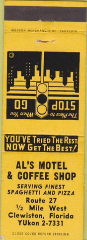 Matchbook Cover - Al's Motel Coffee Shop Clewiston FL