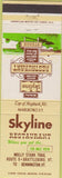 Matchbook Cover - Skyline Restaurant Brattleboro VT