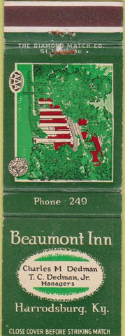 Matchbook Cover - Beaumont Inn Harrodsburg KY