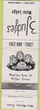 Matchbook Cover - 3 Judges New Haven CT WORN