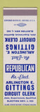 Matchbook Cover - Arlington Gittings Circuit Clerk 1952 Election SAMPLE