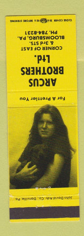 Matchbook Cover - Arcus Brothers Bloomington PA girlie dog