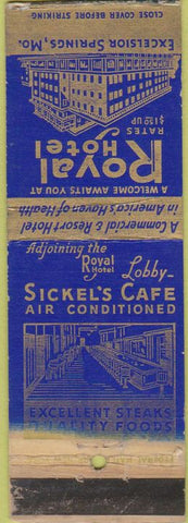 Matchbook Cover - Royal Hotel Excelsior Springs MO