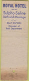 Matchbook Cover - Royal Hotel Excelsior Springs MO