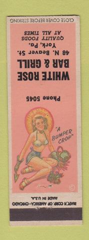 Matchbook Cover - White Rose Bar Grill York PA pinup