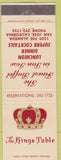 Matchbook Cover - The Kings Table San Jose CA