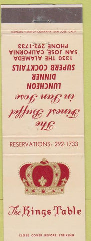 Matchbook Cover - The Kings Table San Jose CA