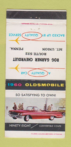 Matchbook Cover - 1960 Oldsmobile Mount Union PA Chevrolet  30 Strike