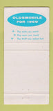 Matchbook Cover - 1960 Oldsmobile Mount Union PA Chevrolet  30 Strike