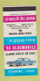 Matchbook Cover - 1964 Oldsmobile Starfire Sycamore IL 30 Strike