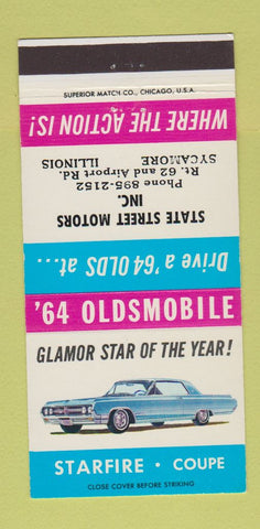 Matchbook Cover - 1964 Oldsmobile Starfire Sycamore IL 30 Strike