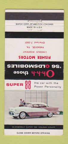 Matchbook Cover - 1956 Oldsmobile Fisher Motors Paradise PA 30 Strike