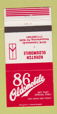 Matchbook Cover - 1986 Oldsmobile Kovatch Nesquehoning PA 30 Strike