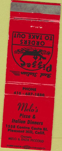 Matchbook Cover - Melo's Pizza Pleasant Hill CA