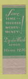 Matchbook Cover - Dy Dee Wash Detroit Ann Arbor Plymouth Pontiac MI WEAR